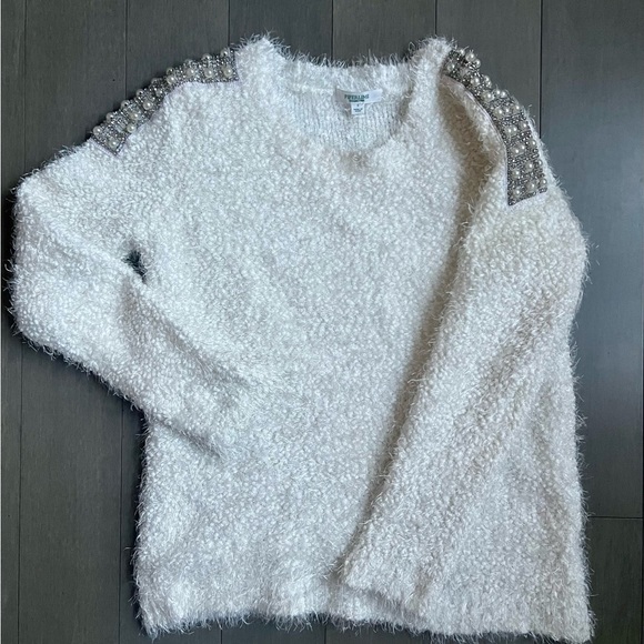 🍈Piperlime Ivory Pearl-embellished Gala Sweater - Picture 2 of 13